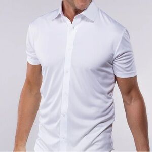 NWT Collars & Co. White Quattro Flex Short Sleeve Button Down XXXL 3XL